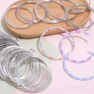 สร้อยข้อมือลวดเมมโมรี่สีเงิน ขนาด 60 มม. ลูกปัดกลม อุปกรณ์งานฝีมือ DIY สำหรับทำเครื่องประดับแฮนด์เมด - Product Image 1