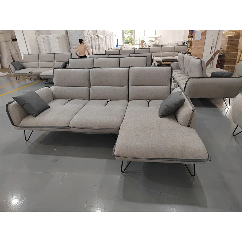 Lusso elegante design a forma di l divano componibile divano soggiorno divano in lino set mobili moderni colori personalizzati