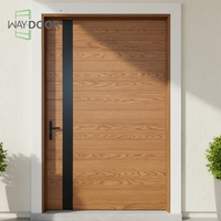 Puerta Exterior Moderna Insonorizada Personalizada para Entrada de Viviendas, Puerta Pivotante de Madera Sólida de Roble y Caoba de Primera Calidad