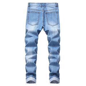 Jeans déchirés personnalisés pour hommes, streetwear, haute qualité, genoux déchirés, <span class=keywords><strong>coupe</strong></span> slim, denim élastique - Product Image 5