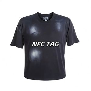 T-shirt unisexe de haute qualité avec impression NFC personnalisée, style streetwear, imprimé lettres vintage, coupe oversize pour homme - Product Image 5