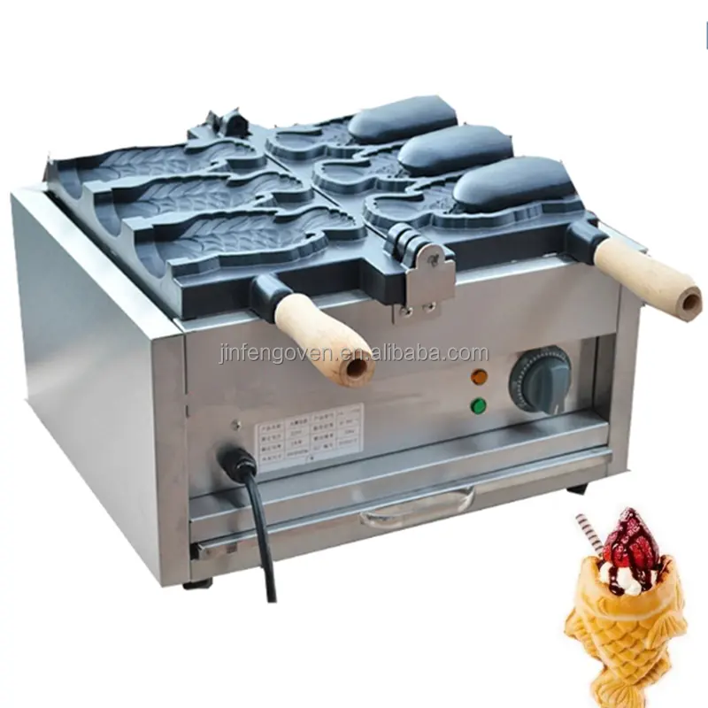 Elektrische 6 Fisch Taiyaki Eistüte Hersteller elektrische offene Mund Snapper Waffeleisen Maschine