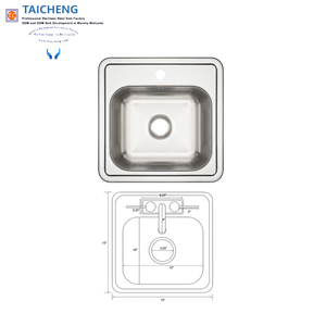Fregadero de barra de lavado de manos portátil de forma cuadrada de 15 por 15 pulgadas - Product Image 2