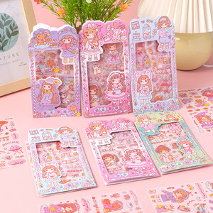 Honey Girl Stickers Cartoon Character DIY Decorative Journaling Material Pet <b>Matte</b> <b>Varnishing</b> Digital Printing - Product Image 1