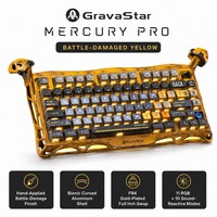 Clavier mécanique GravaStar Mercury Pro jaune, effet usé, 75 %, corps en aluminium bionique artisanal, clavier de jeu