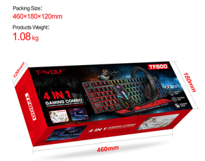 TF800 4 en 1 Gaming Keyboard Mouse Auriculares y Mousepad Kit Keyboard Mouse Combos para Professional <span class=keywords><strong>Gamer</strong></span> Laptop <span class=keywords><strong>PC</strong></span> - Product Image 6