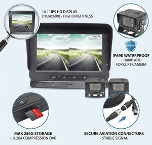 Sistema de Cámara de Reversa Impermeable Melia de 7 Pulgadas IP69K para Montacargas, Kit de Monitor <span class=keywords><strong>DVR</strong></span> de 4 Canales, Grabación de 256 GB, Seguridad para Almacenes y Carretillas Elevadoras - Product Image 2