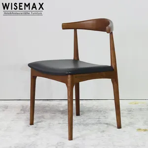 WISEMAX FURNITURE, gran oferta, silla minimalista moderna de madera maciza con cuerno de buey, silla de comedor de madera maciza con cojín de PU/cuero