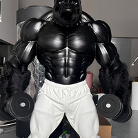 Grande sculpture réaliste en résine de gorille King Kong, haltères, décoration de Noël extérieure pour salle de sport, art de rue, durable, peinte à la main