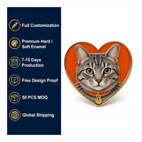 Broche en émail souple personnalisée en forme de visage de chat, plaquée or, pour cadeau de maman de chaton, commande en gros