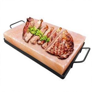 Wholesale Salt Block Crystal Rock Salt Slabs Natural Crafts Pink Tiles Himalayan Salt Cooking Slab With Metal Holder 30*20*5cm - Product Image 1
