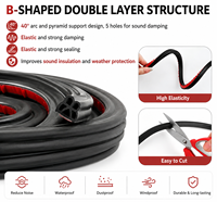 Bande d'étanchéité en caoutchouc EPDM auto-adhésive double couche à 5 trous en forme de B pour porte de voiture, fenêtre, capot et coffre, réduction du bruit