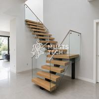 Escalier mono-poutre moderne de luxe pour villa, conception intérieure, usine source