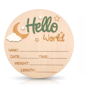 Haute qualité bienvenue nouveau-né bois nom signes en bois mur signe Plaque pour la maison salon décor bébé naissance annonce - Product Image 3