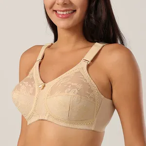 Fancy Bow Lace Mesh Breathable Full Cup Beauty Floral Full Figure Wireless Large Bullet <strong>Bra</strong> Plus Size <strong>Bra</strong> Minimizer <strong>Bra</strong> - Product Image 1