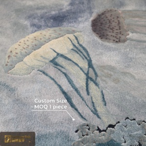 Tapis de luxe LandScopeTech Jellyfish de forme irrégulière, 13 mm, en laine de Nouvelle-Zélande et soie de bambou, tufté à la main, pour villa haut de gamme - Product Image 5