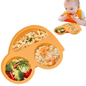 Household Food Grade Silicone Baby Plate Silicone Kids <b>Divided</b> Dining Dishes Car Shape Baby Feeding Suction Plate - Product Image 1