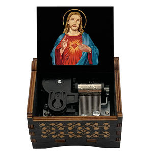 Cadeaux uniques en bois, boîtes à musique chrétiennes avec des chansons religieuses, Amazing Grace / Blessed Assurance - Product Image 1