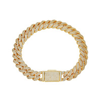 Pulsera de eslabones cubanos de 10 mm de tejido denso, chapada y pulida, estilo urbano y rap, accesorio de muñeca para escenario, suministro al por mayor