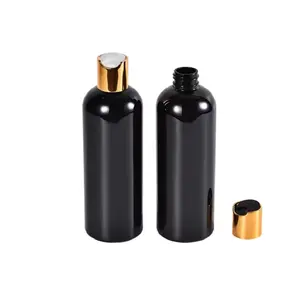 زجاجات بلاستيكية فارغة كهرمانية مستديرة الشكل 300 مل مع قرص بغطاء قلَّاب علوي زجاجة كهرمانية قابلة للضغط يمكن إعادة ملؤها مستديرة للسفر