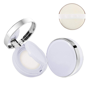 Empty Round Buckle <b>Compact</b> Container Black Matte Loose <b>Powder</b> Box for Eyeshadow Blush Highlighting Contouring with Mirror Puff - Product Image 2