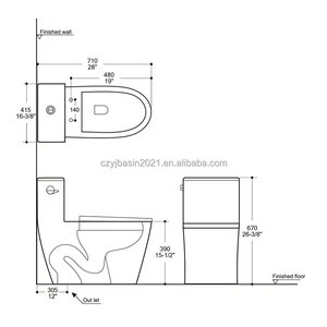 ヨーロッパスタイルの陶器製トイレ、CUPC認証取得済みのワンピーストイレ、衛生陶器、WC便器 - Product Image 6