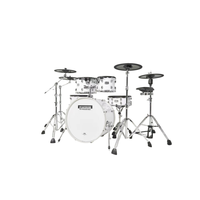 PEAKDRUM 5-Piece Electronic Drum Set, White/Clear Wood Shell Electronic Drum Kit with USB MIDI for Live & Studio