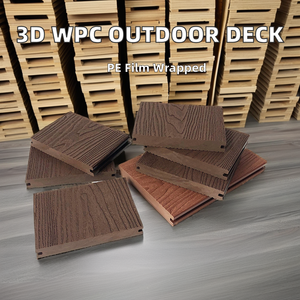 Moderne 3d Massief <span class=keywords><strong>Wpc</strong></span> Composiet Outdoor <span class=keywords><strong>Teak</strong></span> Materiaal Houtnerf Oppervlak Glad Geborsteld Anti-Slip Tuin Buitendek