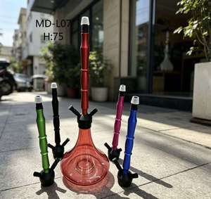 Cachimba de aluminio y vidrio de 75 cm con dos mangueras, moderna y portátil, para bar, viajes, regalo. - Product Image 5