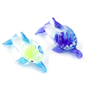 ジュエリー制作用 ムラーノランプワーク ハンドメイド アートグラス イルカペンダントネックレス - Product Image 1