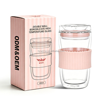 Taza de Café de Vidrio Borosilicato de Doble Pared con Funda de Silicona, Novedad 2026