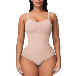 Tuta modellante da donna taglie forti senza cuciture ricamata a maglia con controllo della pancia in tessuto cintura in seta per il corpo perizoma Logo - Product Image 5