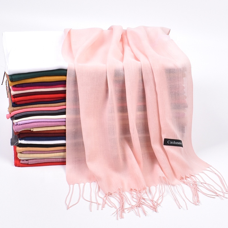 Vente en gros de promotion bon marché Eté Printemps Châle fin Pashmina Hijab en cachemire Autres écharpes souples