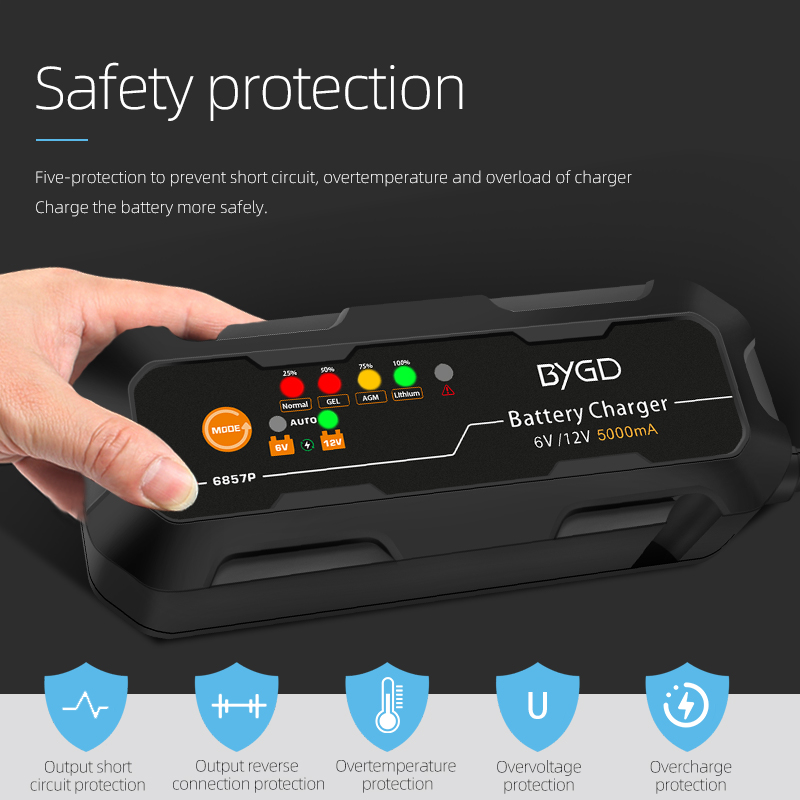 6V battery charger 12v 5A car battery charger high power automatic intelligent lithium battery charger customization