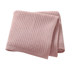 2024 mimixiong Offre Spéciale OEKO-TEX prix de gros bébé literie couleur unie nouveau-né bébé rayé tricoté couverture - Product Image 5