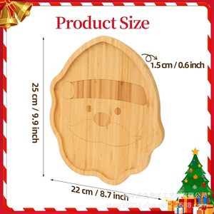 Plateau de Noël créatif en bambou, design visage de Père Noël, pour servir des desserts, des fruits, des aliments pour bébés, utilisation en restaurant - Product Image 4