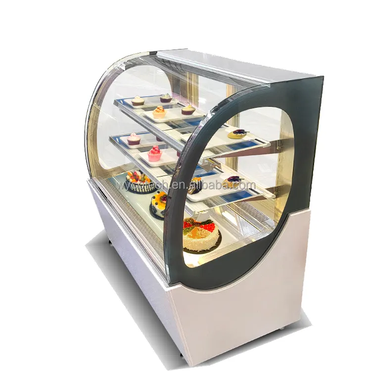 Europese Stijl Cirkel Cake Showcase 2-Lagen Plank En Wit Marmer Base Mini Cake Display Koeler Koelkast Taart Kabinet