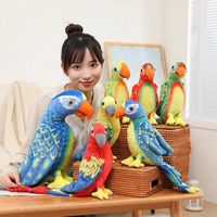 Animaux en peluche de zoo personnalisés colorés, jouets en peluche confortables en coton PP et maille pour enfants, vente en gros de poupées en peluche d'oiseaux perruches