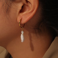 Boucles d'oreilles tendance unisexe pour fête, plaqué or 18 carats, imitation perle, pendentif simple, créoles en acier inoxydable, motif soleil, vente en gros de bijoux