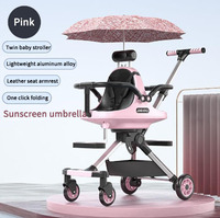 Vente en gros en usine JXB Poussette jumelle légère pliable pour les voyages en plein air avec parasol