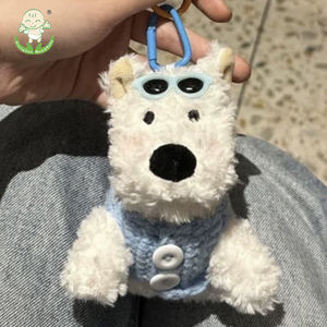 Simpatico fiocco di perle imbottito borsa per cani dell'altopiano occidentale ciondolo cartone animato animale peluche bambola portachiavi appeso giocattolo morbido accessori di fascino - Product Image 2