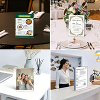 Soporte de Acrílico Transparente Deslizable y Ecológico para Carteles de Mesa, Soporte de Menú en Forma de T para Escritorio, Soporte para Tarjetas de Precios de Restaurante, Publicidad