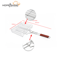 Panier à griller pliable en acier inoxydable pour poisson, légumes et crevettes avec poignée amovible