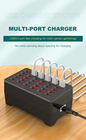 Hub USB Intelligent 30 Ports Station de Recharge Prise de Courant Multiple Chargeur Mural Socle Adaptateur pour Hôtel École Magasin