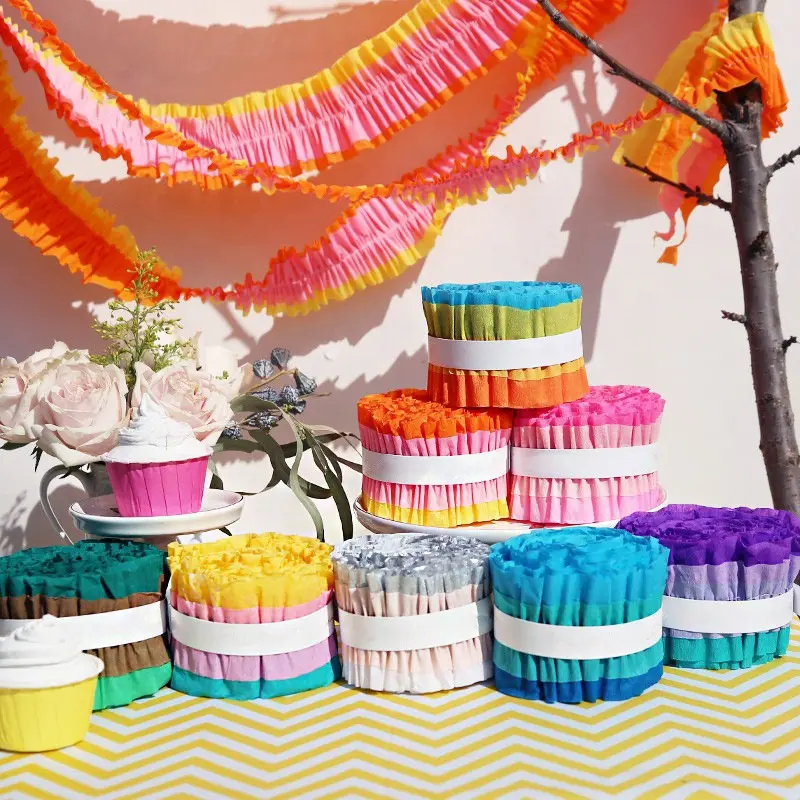 DAMAI Custom Macaron Crepe Paper Home Party Wall Decorations Birthday Wedding Party Background Fringed Crepe Streamers