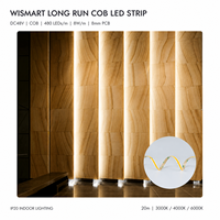 Bande LED COB WISMART 48V Longue Durée 480 LED/m 20m 8W/m 8mm IP20 Lumière Blanche Sans Points 3000K 4000K 6000K pour Éclairage Intérieur
