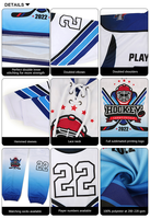 Maillot de hockey sur glace personnalisé unique uniforme impression par sublimation col en V rayé maillot de hockey sur glace pour hommes de grande taille