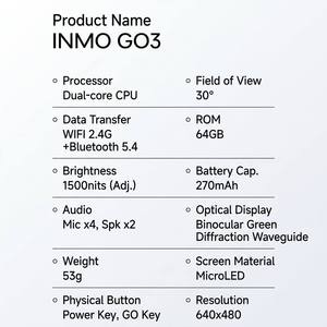INMO GO3 AR Smart <b>Glasses</b> AI Translation Eyewear With Replaceable Battery Teleprompter & <b>Camera</b> for Travel AI Translation Suppor - Product Image 4