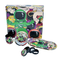 Kit d'accessoires pour fumeurs, logo personnalisé, 5 en 1, kit de fumage portable OEM avec broyeur à herbes, conteneur et plateau