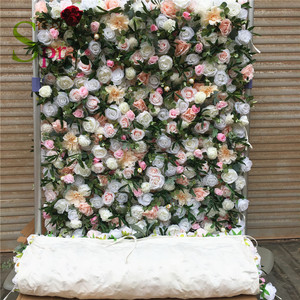 Tela enrollada en la espalda para decoración de fondo de boda, decoración de flores de seda blanca y marfil, SPR, superventas - Product Image 6